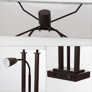 Blaire 23.75" 2-Light Modern Farmhouse Metal LED Table Lamp with USB Charging port - JONATHAN Y